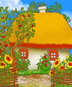 House And Sunflowers paint by numbers