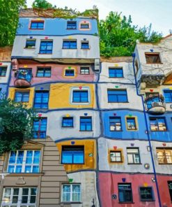 Colorful Hundertwasser House paint by numbers