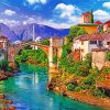 Mostar Bridge Bosnia paint by numbers