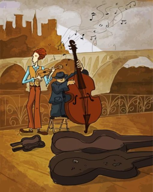 Musicians Playing Cello And Ukulele paint by numbers