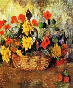 Nasturtium Dahlias In A Basket paint by numbers