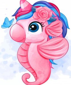 Pink Seahorse paint by numbers