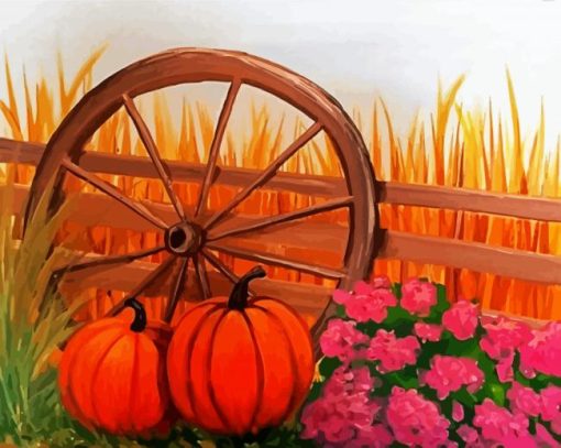 Pumpkins And Flowers paint by numbers