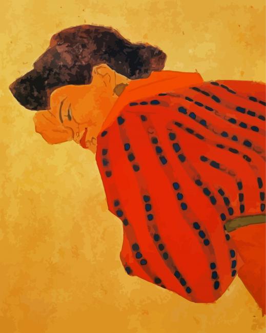Reclining Woman With Red Blouse paint by numbers