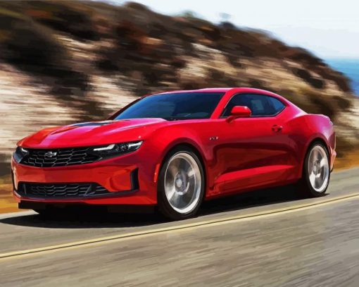 Red Chevrolet Camaro paint by numbers