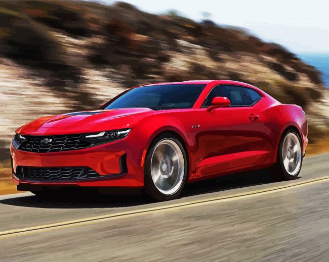 Red Chevrolet Camaro paint by numbers