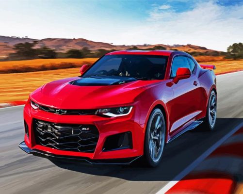 Red Chevrolet On Road paint by numbers