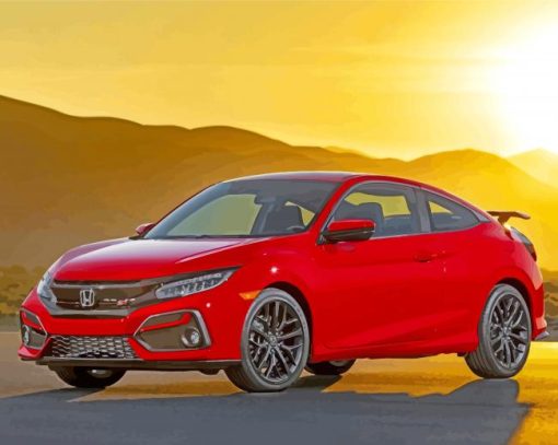 Red Honda Civic Si paint by numbers