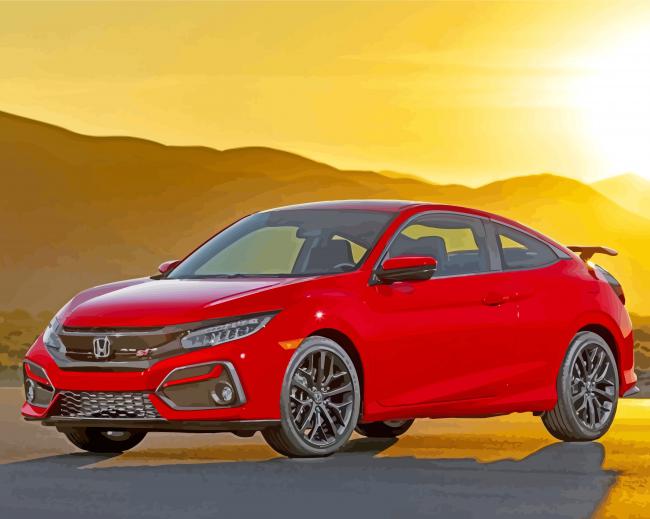 Red Honda Civic Si paint by numbers