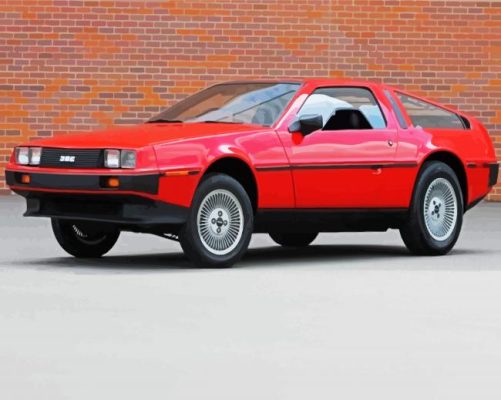 Red Delorean Car paint by numbers