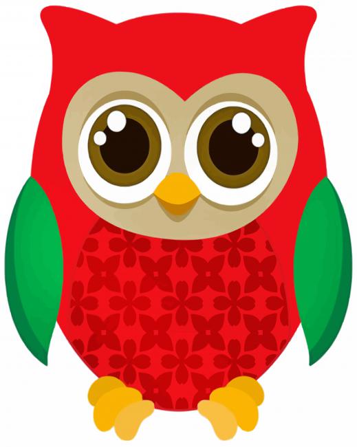 Red Owl Bird paint by numbers