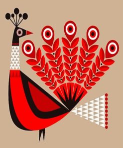 Red Peacock Illustration paint by numbers