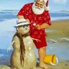 Santa Enjoying At Summer paint by numbers