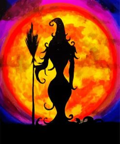 Silhouette Witch paint by numbers