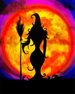 Silhouette Witch paint by numbers