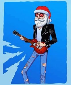 Skinny Santa Playing Ukulele paint by numbers