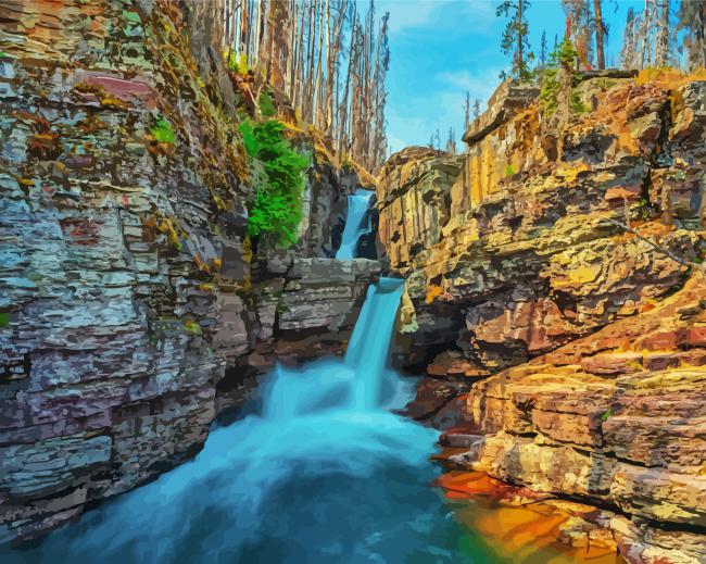 Saint Mary Falls paint by numbers