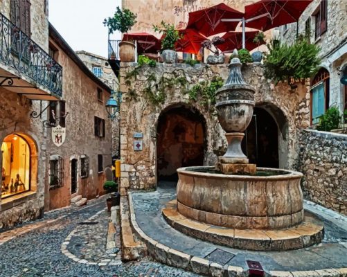 Saint Paul De Vence Fountain France paint by numbers