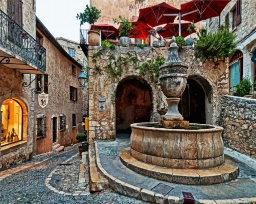 Saint Paul De Vence Fountain France paint by numbers