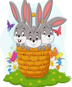 Three Rabbit In Basket paint by numbers