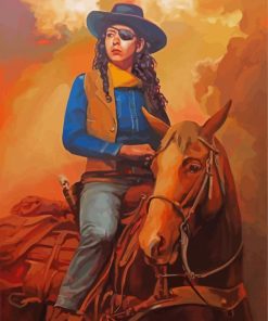 Western Lady On A Horse paint by numbers