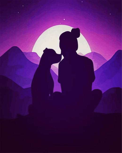 Women And Dog Silhouette paint by numbers
