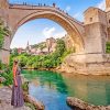 Woman Contemplating Mostar Bridge paint by numbers