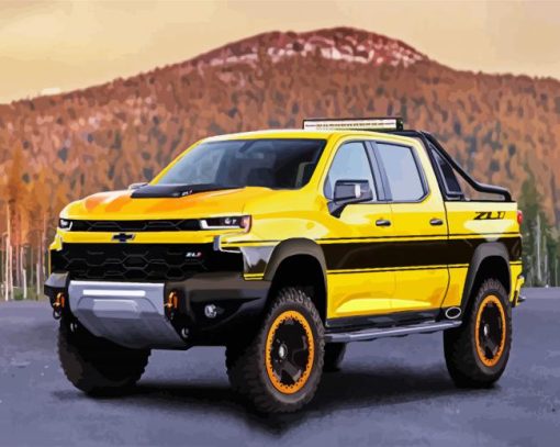 Yellow Chevy Silverado paint by numbers