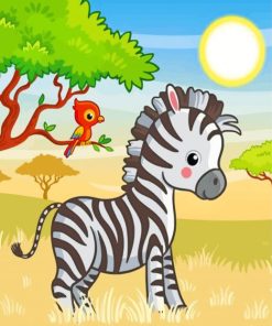 Zebra And Bird paint by numbers