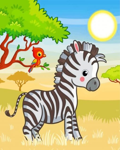 Zebra And Bird paint by numbers