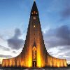 Luminous Hallgrimskirkja Church paint by numbers