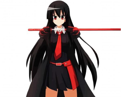 Akame With Katana Sword paint by numbers