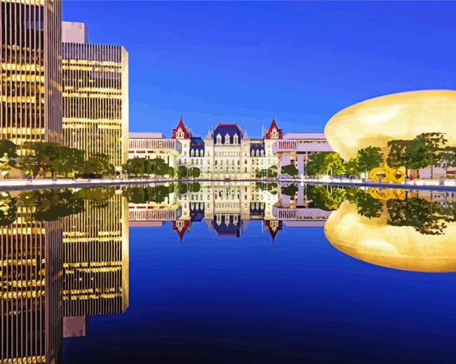 Albany Buildings Reflection paint by numbers