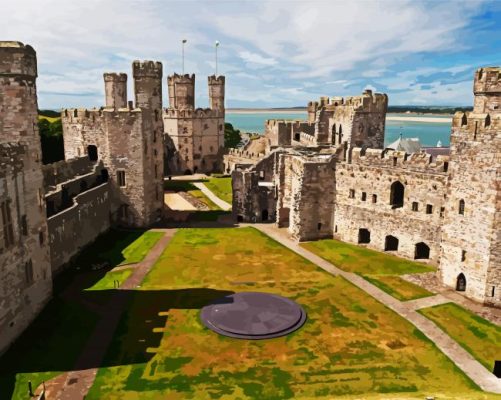 Aesthetic Caernarfon Castle paint by numbers