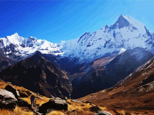 Snowy Annapurna Mountains paint by numbers