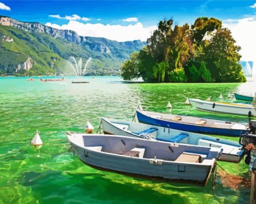 Annecy Lake Landscape paint by numbers