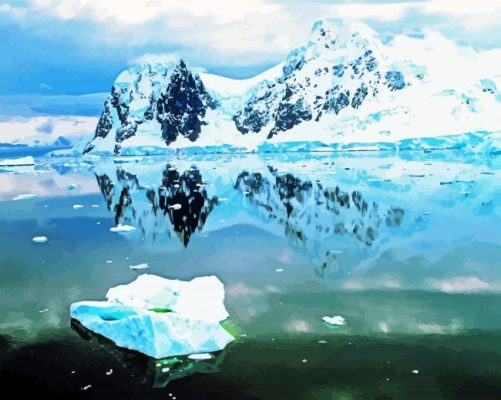 Mountains Sea Ice Reflection paint byh numbers