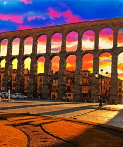 Aqueduct Of Segovia At Sunset paint by numbers