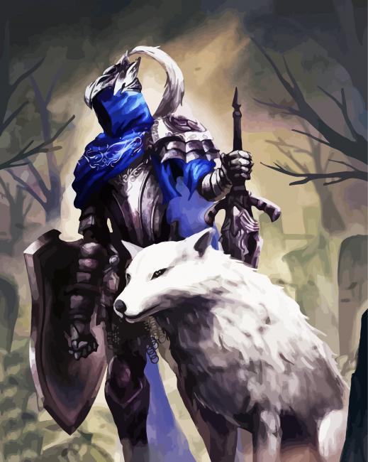 Artorias And White Wolf paint by numbers