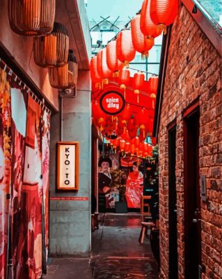 Beautiful Japanese Alley paint by numbers