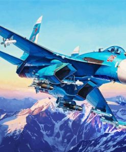 Blue Jet Fighter Plane paint by numbers