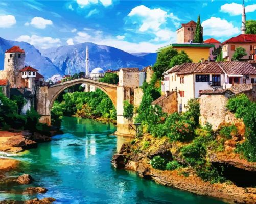 The Beautiful City Mostar paint by numbers