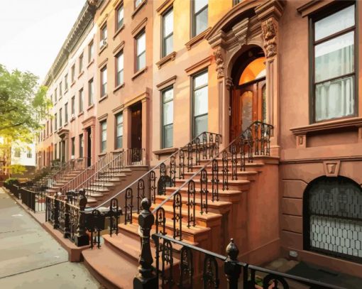 Brownstone Buildings paint by numbers