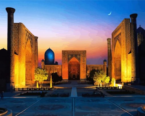 Kalan Mosque At Night paint by numbers