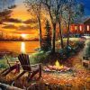 Campfire By Lake paint by numbers