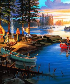 Campfire By Lake Memories paint by numbers