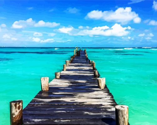 Cancun Beach Pier paint by numbers