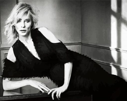 Black And White Cate Blanchett paint by numbers