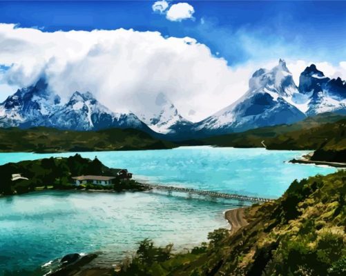 Chile Snowy Mountains Landscapes paint by numbers