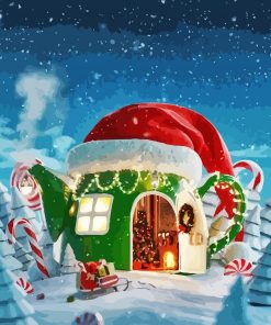 Christmas Green Kettle House paint by numbers